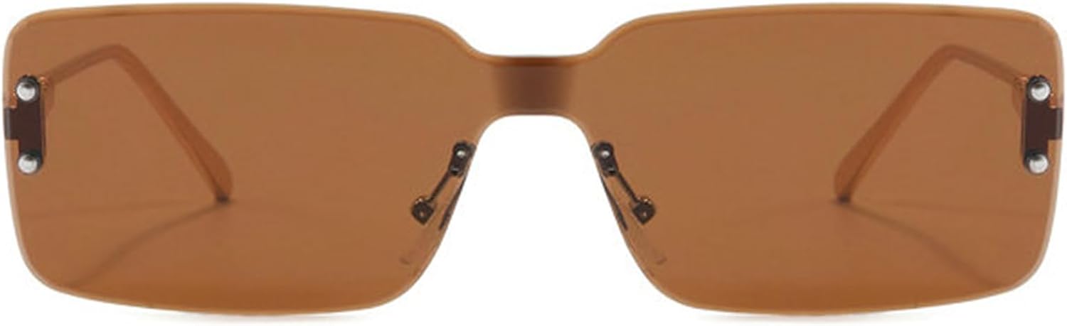 

Солнцезащитные очки Willochra One Piece без оправы, квадратной формы, для женщин и мужчин, 2025 год, металлическая оправа, модные винтажные прямоугольные очки без оправы, черные, C3