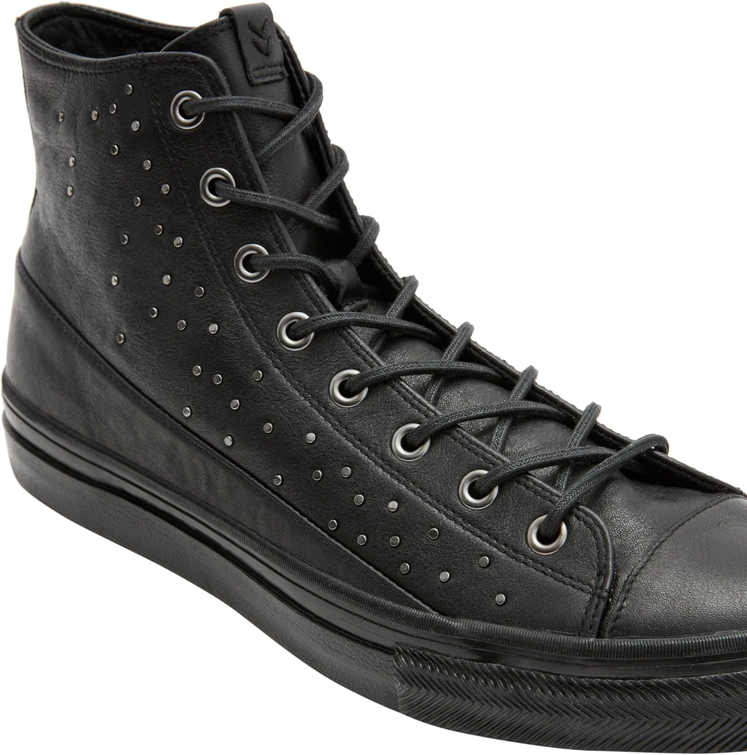 Мужские кеды John Varvatos 315 Vulc с заклепками средней высоты, черный — фото 4