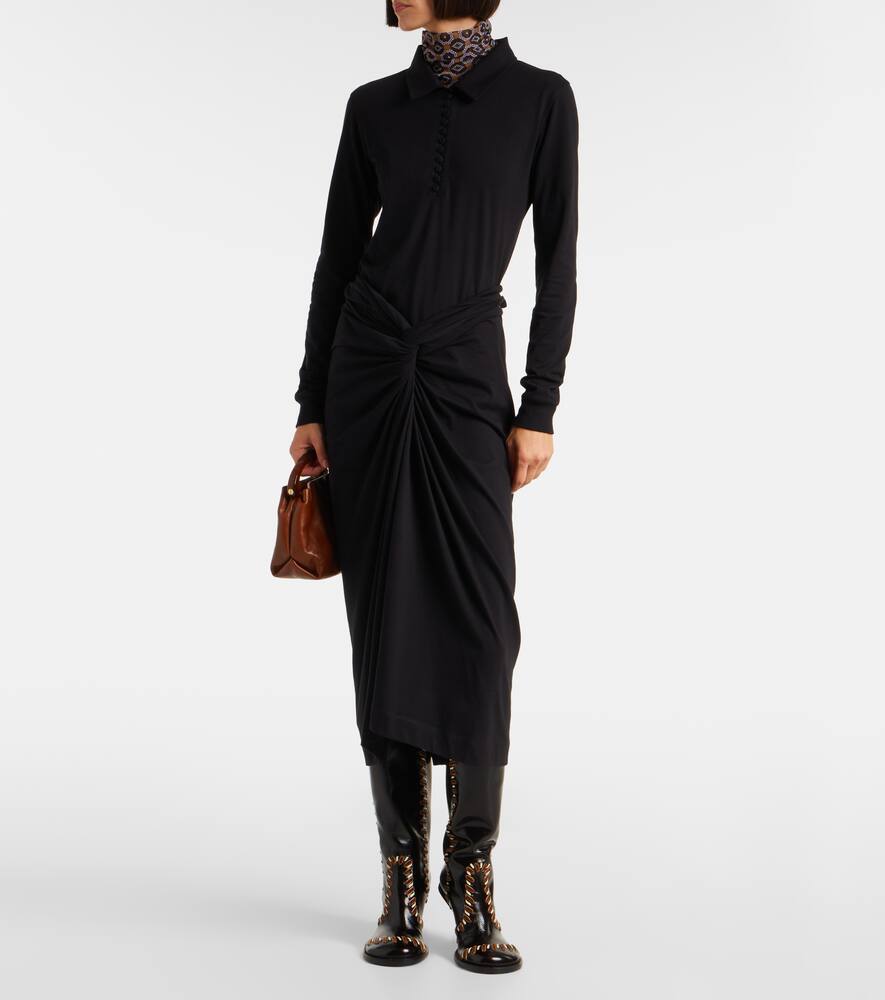 Собранная хлопковая джерси миди-юбка Dries Van Noten, Black — фото 2