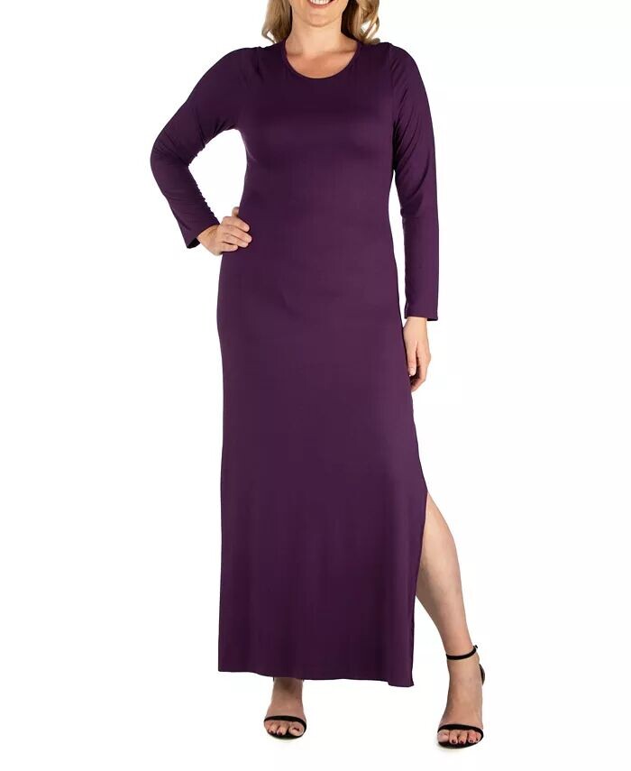 

Женское платье макси с боковыми разрезами больших размеров 24seven Comfort Apparel, фиолетовый