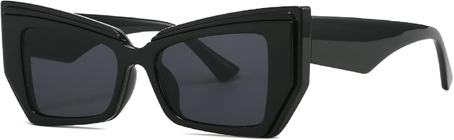 

Сексуальные солнцезащитные очки «кошачий глаз» для женщин, 2024 год, роскошные модные солнцезащитные очки неправильной формы для женщин, панк-очки «кошачий глаз», размер N45 mincl, Black