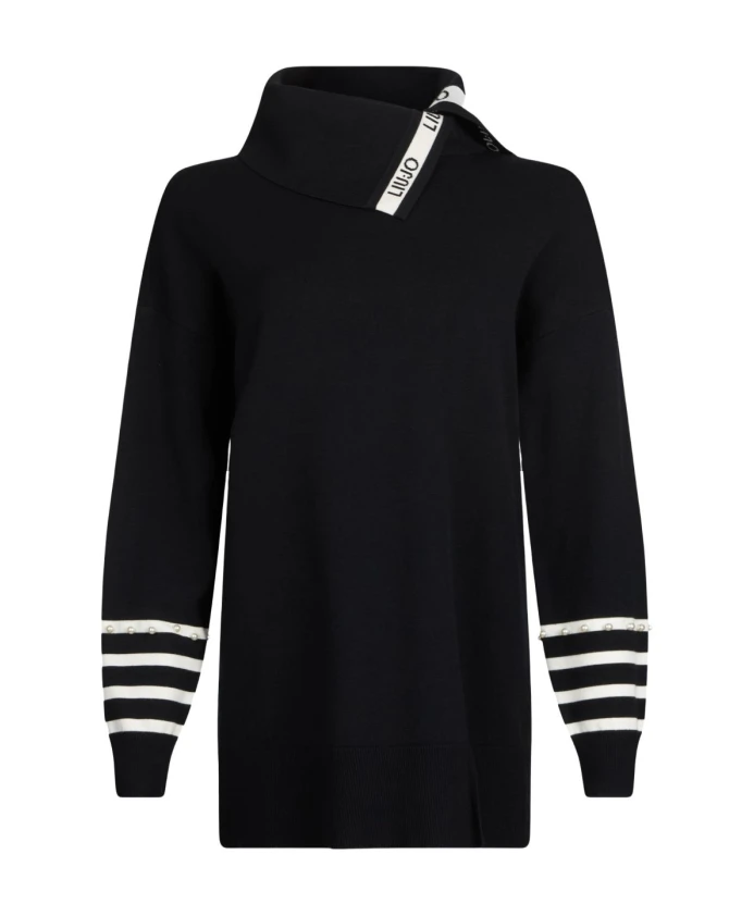 

Стильный черно-белый пуловер AW25 Liu Jo, черный