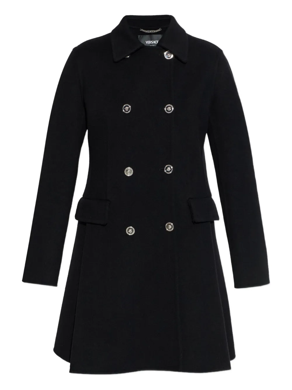 

Двубортное пальто Versace, черный