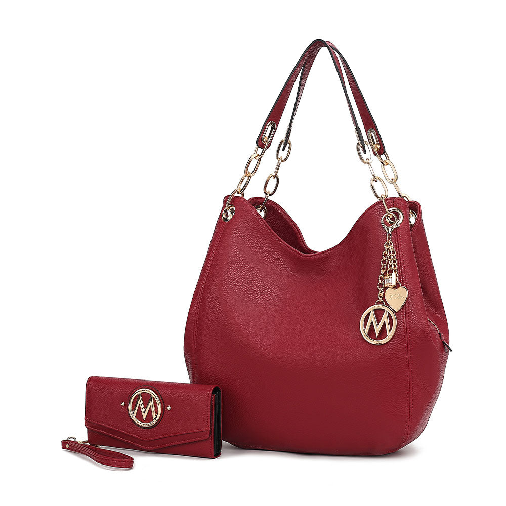 

Эшли, женская элегантная сумка-хобо и кошелек с запястьем, комплект из 2 предметов от Mia K MKF Collection By Mia K., красный