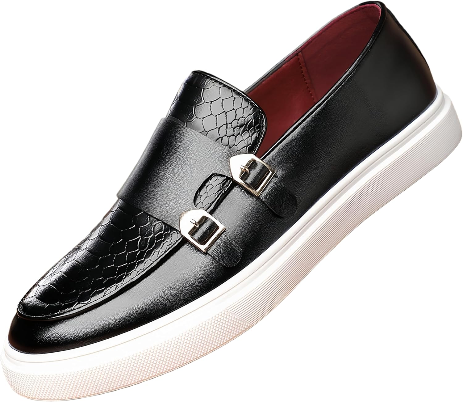 

Модные и простые мужские повседневные кожаные туфли, большого размера, универсальный клетчатый узор, удобная и приятная на ощупь подкладка, для делового и официального ношения Clolinde, черный