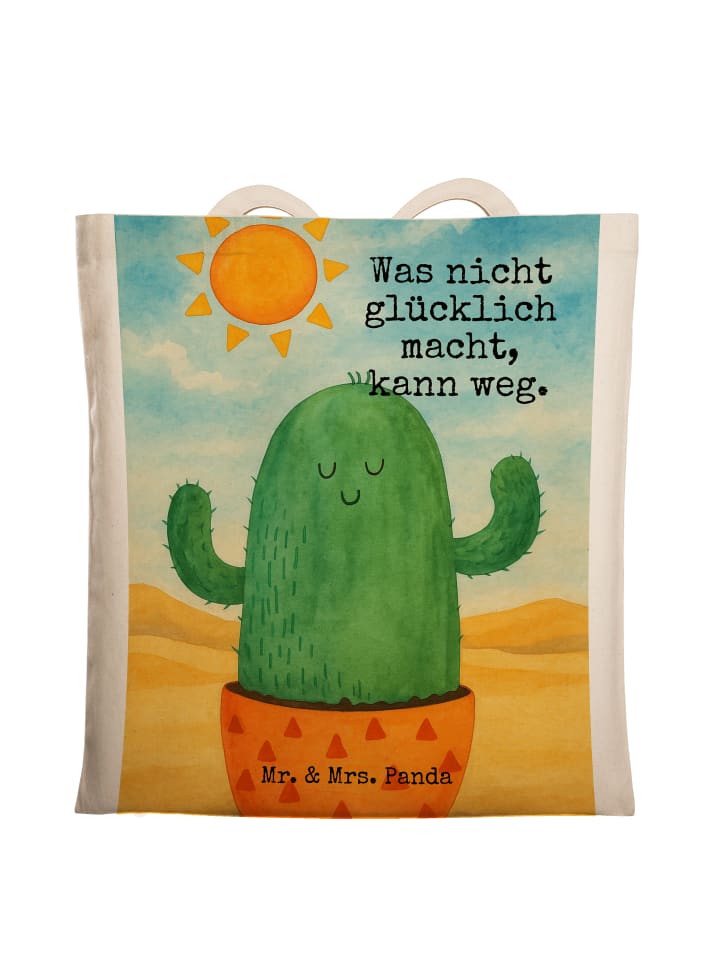 

Mr. & Mrs. Panda Хлопковая сумка-шоппер с изображением кактуса и солнца, а также надписью белого цвета