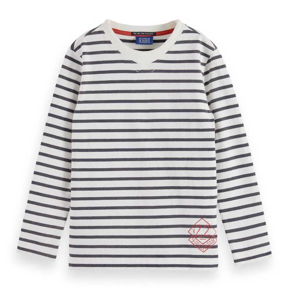 

Лонгслив Scotch & Soda Denim Washed Striped Breton, белый