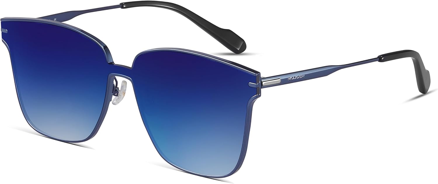 

Минималистичные квадратные поляризованные солнцезащитные очки MUJOSH для женщин и мужчин, модные бесшовные плоские солнцезащитные очки, бренд EssilorLuxottica, Blue/Progressive Blue