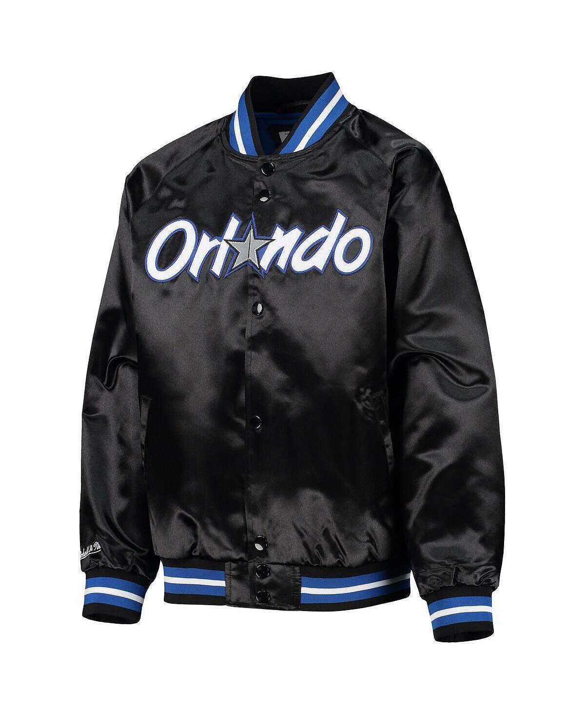 Черная куртка на кнопках Big Boys Orlando Magic Hardwood Classic из атласа реглан Mitchell & Ness — фото 3