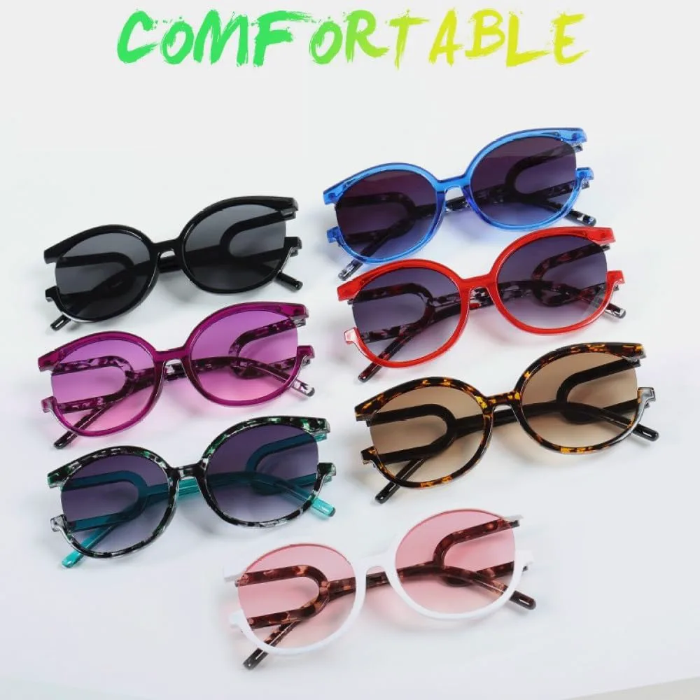 

Модные круглые солнцезащитные очки для женщин, линзы с градиентом, оправа с леопардовым принтом, роскошные трендовые очки с защитой от УФ-излучения UV400 LVTFCO, C1