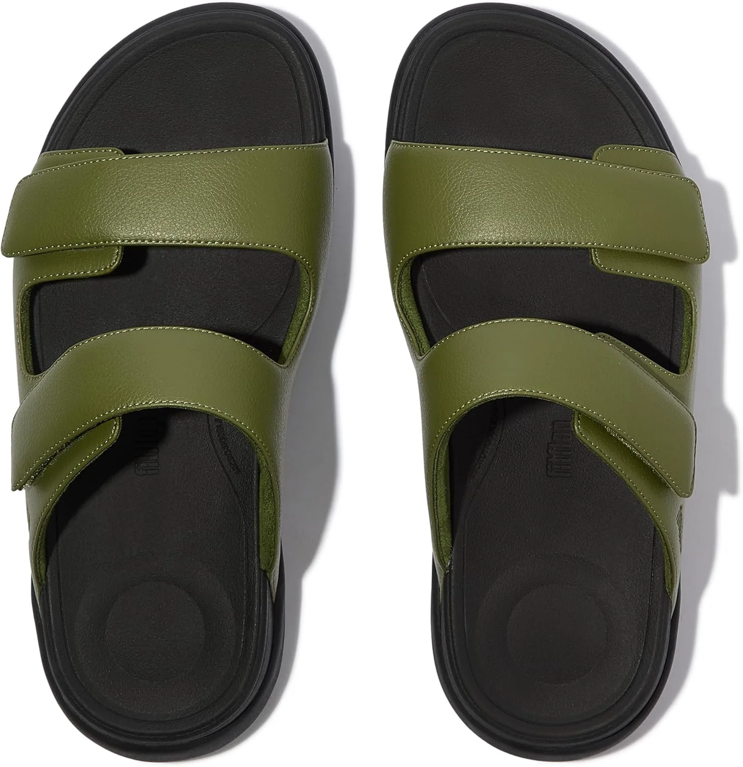 Мужские регулируемые шлепанцы FitFlop F-Mode Go с двумя перекладинами, зеленый — фото 4