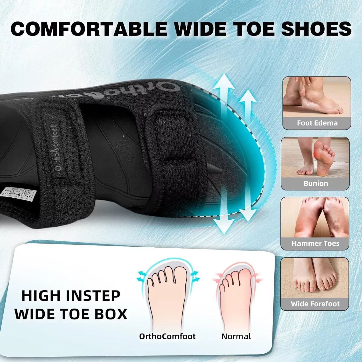 Спортивные сандалии ортопедические, черный OrthoComfoot — фото 2