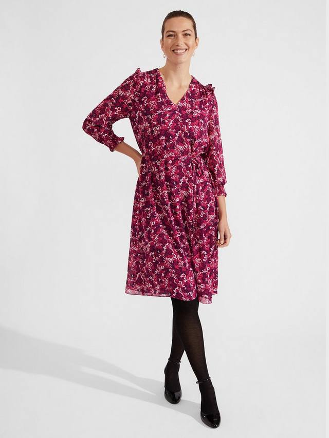 

Миниатюрное платье с принтом в виде листьев элайны Hobbs, цвет Purple/Multi