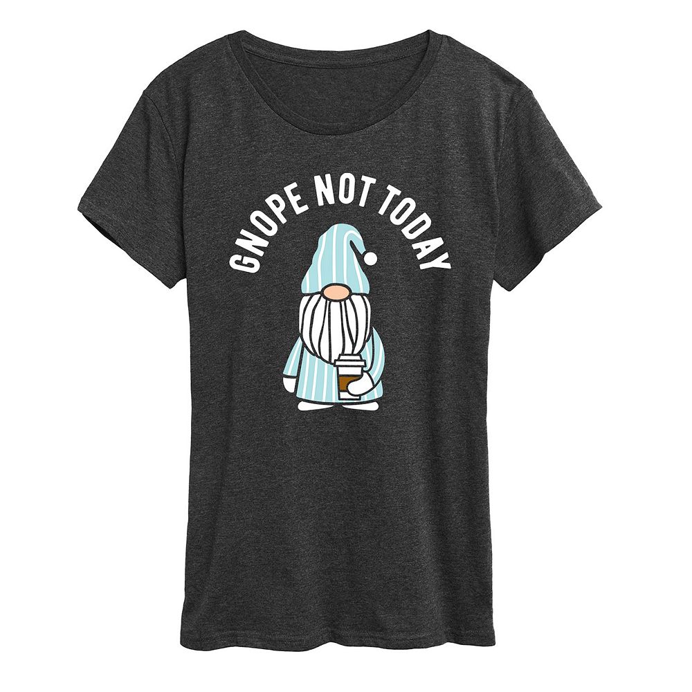 

Женская футболка с рисунком Gnope Not Today Sleepy Gnome Licensed Character, цвет Heather Charcoal