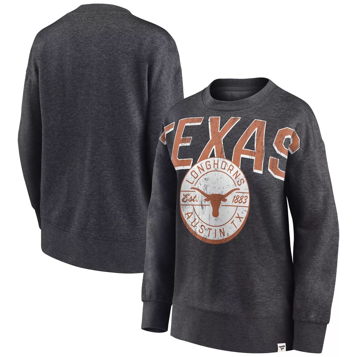 

Женский пуловер с принтом Fanatics, темно-серый, Texas Longhorns Jump Distribution, толстовка Fanatics
