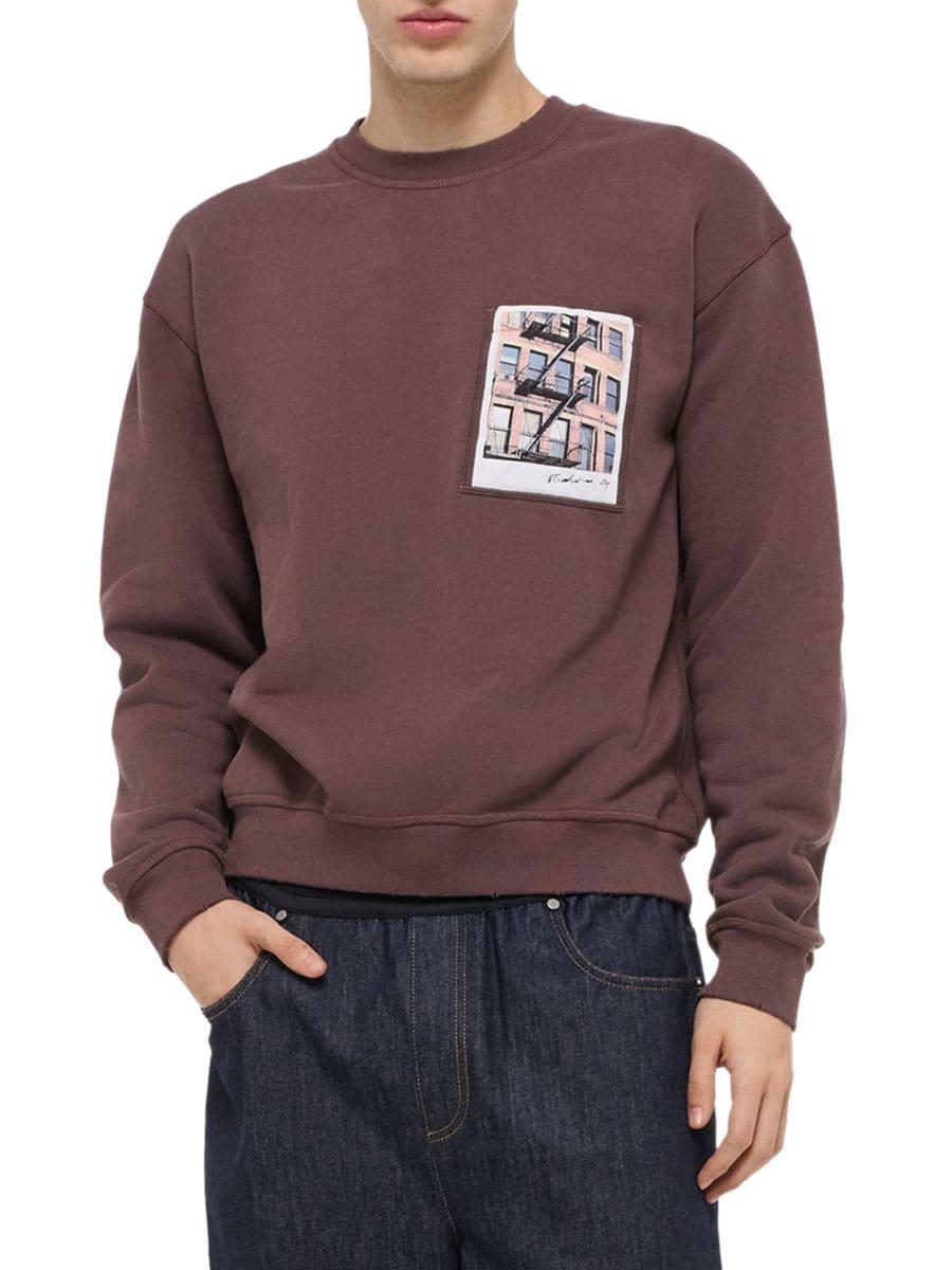 

Хлопковая толстовка с открыткой Helmut Lang, цвет Brick