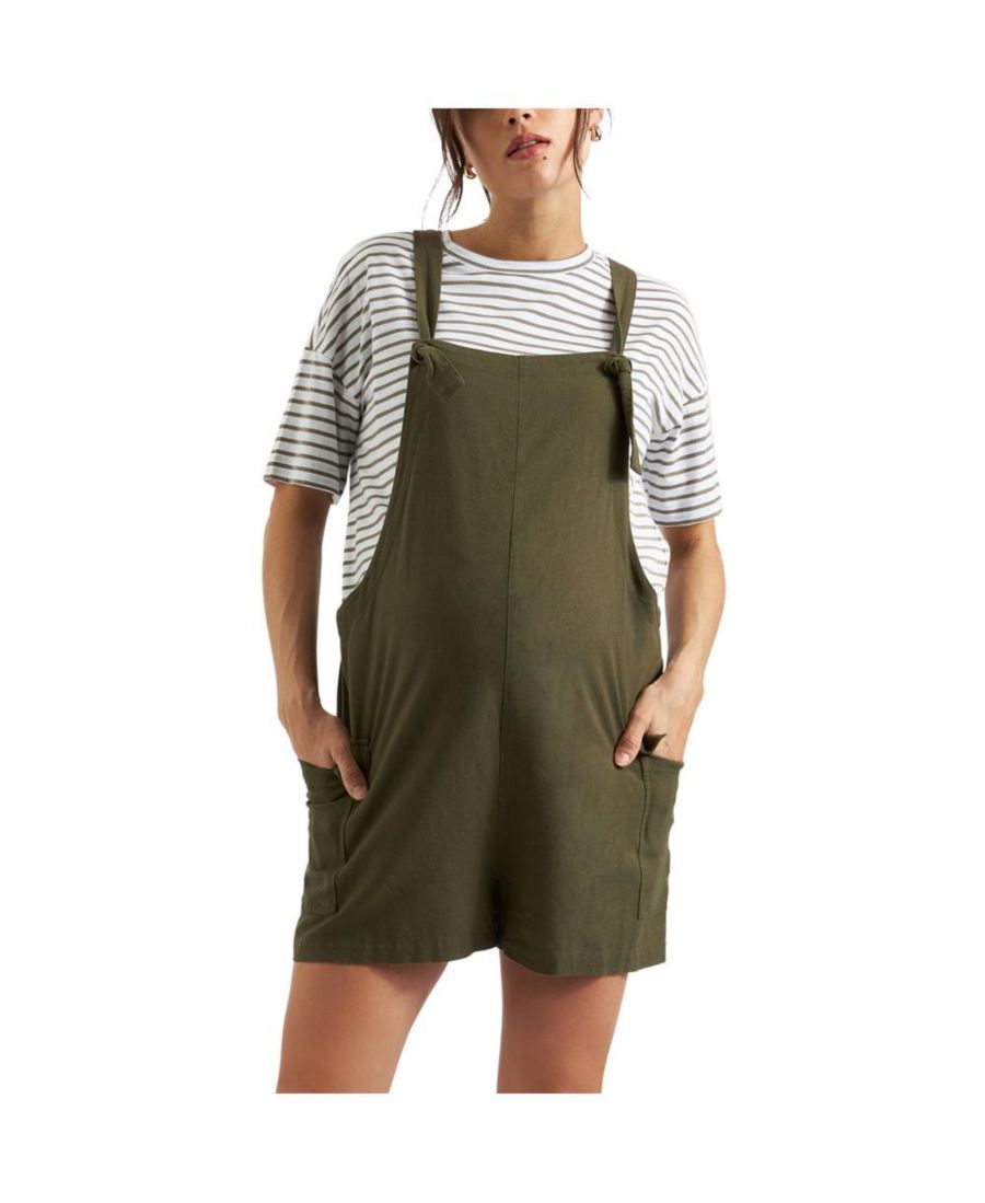 

Комбинезон для беременных из махровой ткани оливкового цвета - удобный и стильный летний наряд Ripe Maternity, Olive