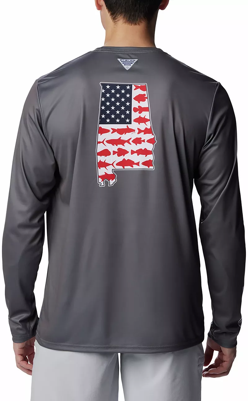 

Мужская рубашка с длинным рукавом Columbia PFG Terminal Tackle Statetriot, цвет City Grey/White AL