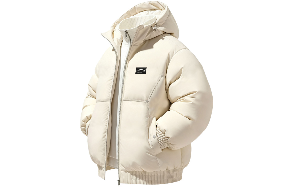 

Пуховик Unisex Hooded Thickened ZIAREL, айвори белый[removable logo]