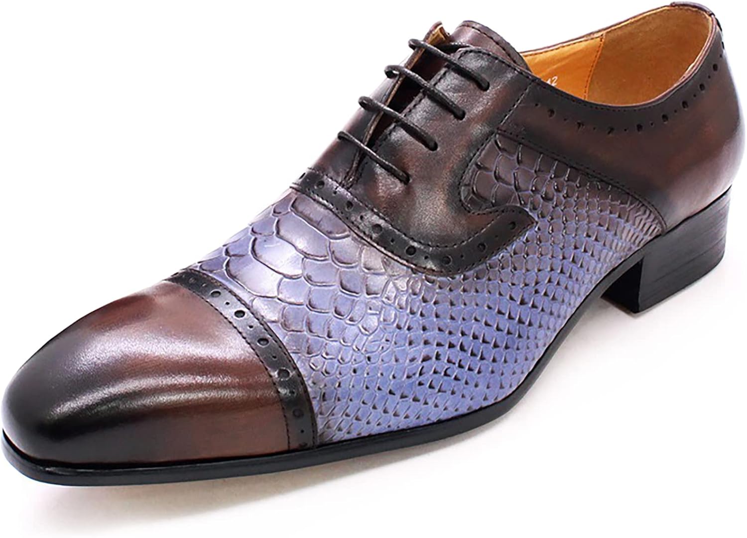 

Мужские коричневые и синие туфли на шнуровке, повседневные дерби с щальными носами, формальные оксфорды для бизнеса, свадьбы и вечеринок, коричневый, 40 Generic