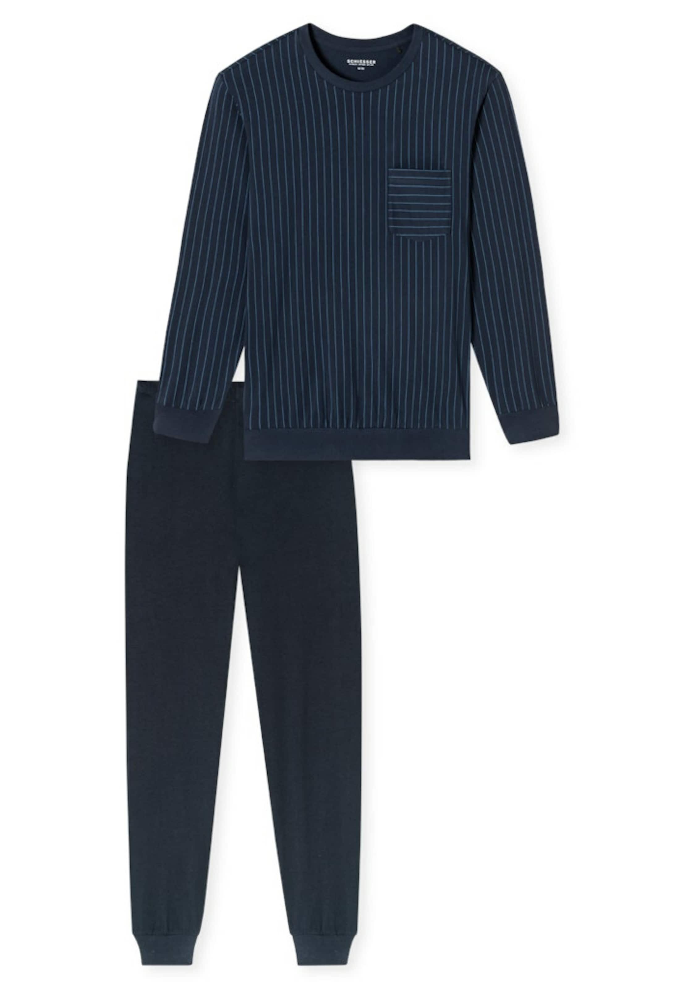 

SCHIESSER Пижама длинная 'Comfort Essentials' в цвете Blue, Dark Blue