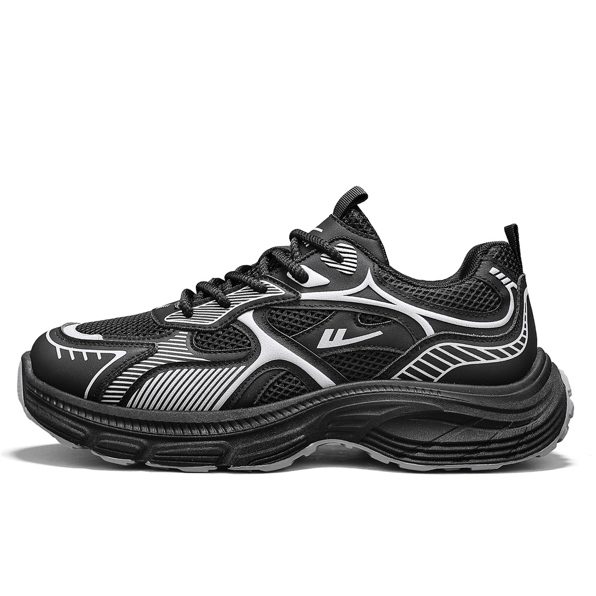 

WARRIOR Мужские кроссовки на платформе с высотой подошвы черно-серебристые, цвет Black Silver