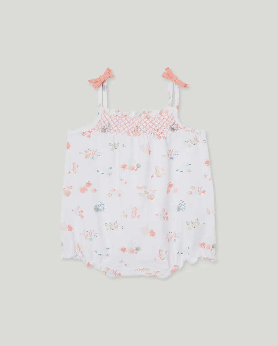 

Детский комбинезон для девочки с фигурными бретелями Cotton Juice, белый