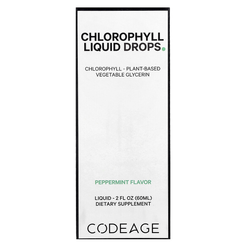 

Codeage, Chlorophyll Liquid Drops, перечная мята, 60 мл (2 жидк. Унции)