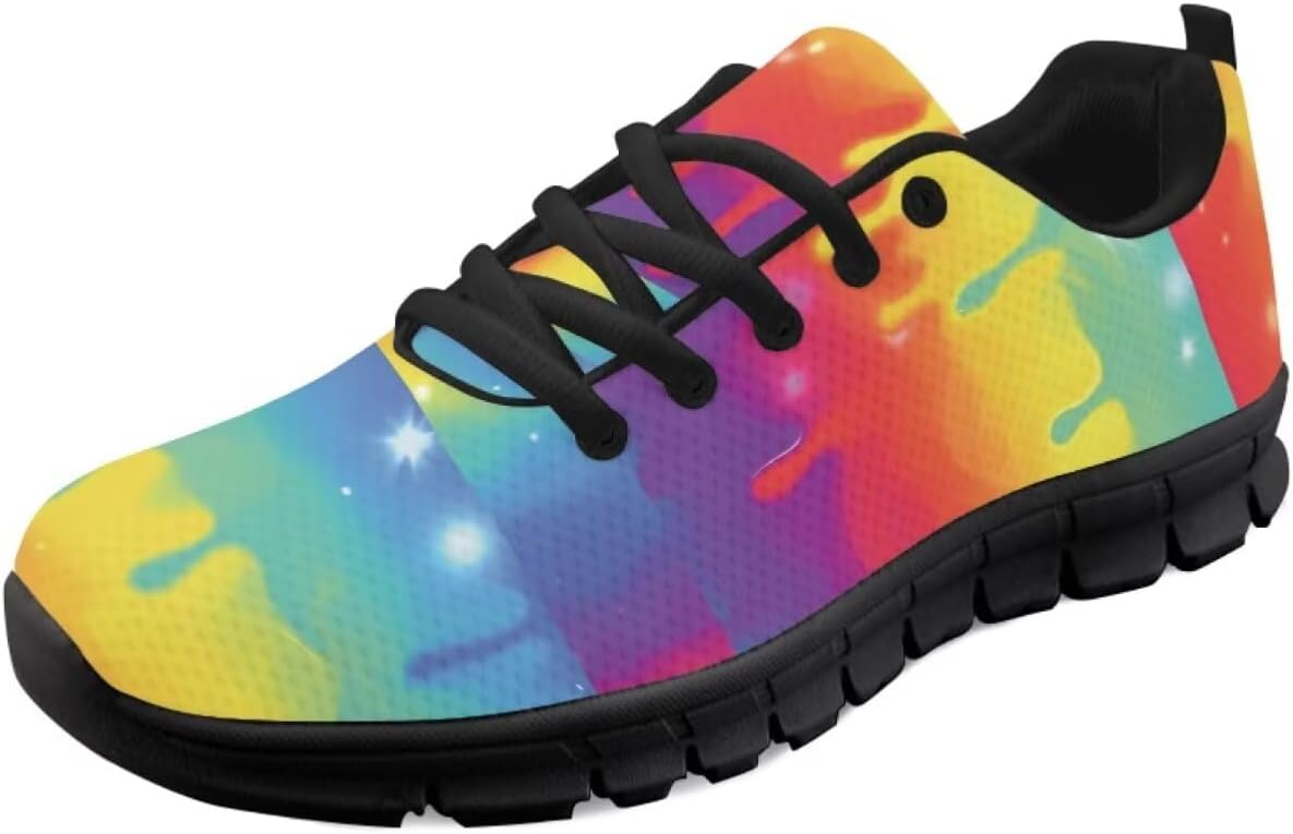 

Мужские и женские кроссовки для бега по дороге, тенниса, ходьбы, с шнуровкой, для тренировок, спорта и походов, легкие Getelinseng, Rainbow Tie Dye
