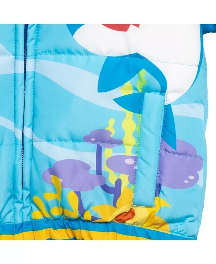 Зимнее пальто на молнии для маленьких мальчиков Baby Shark Daddy Shark, куртка-пуховик Pinkfong, синий — фото 3