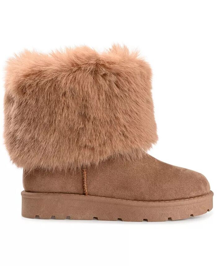 Женские сапоги Shanay Lug Sole Faux Fur для холодной погоды Journee Collection, коричневый/бежевый — фото 2