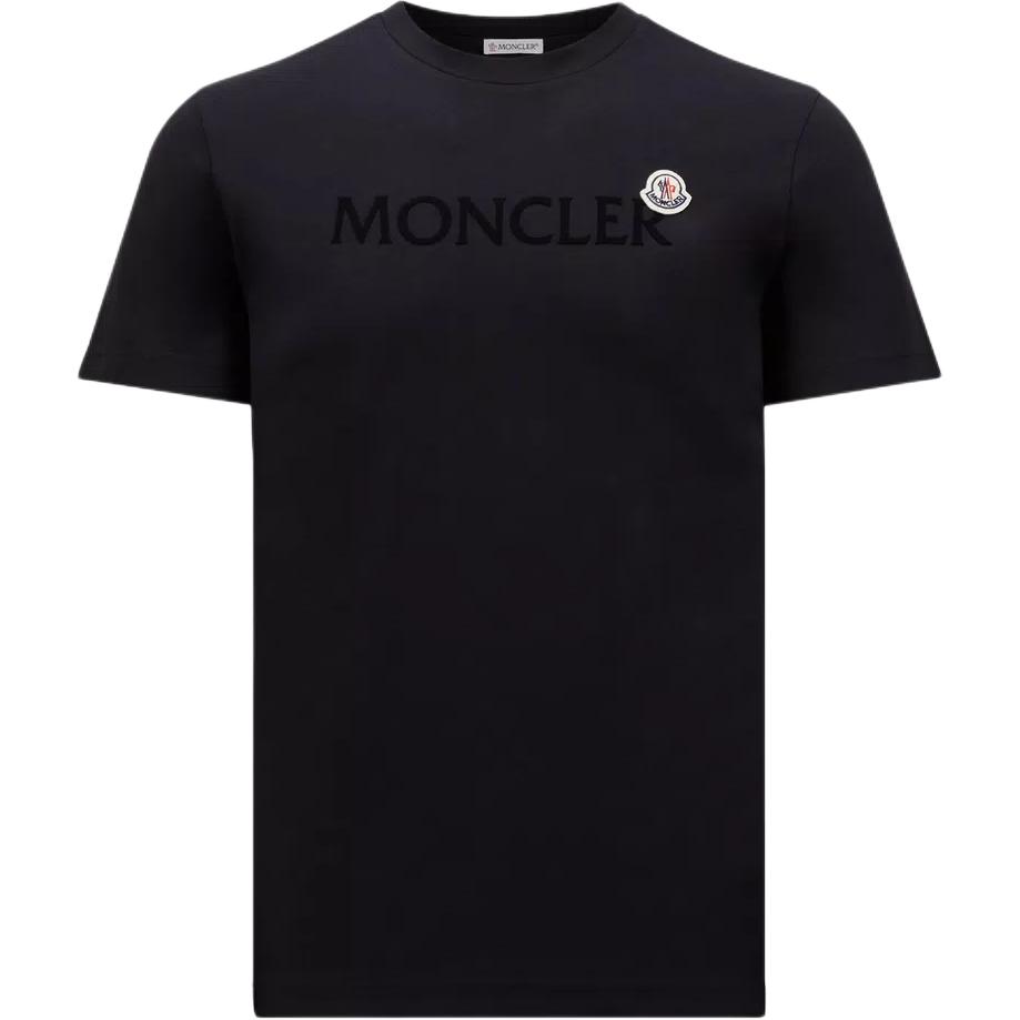 Футболка с коротким рукавом и нашивкой с логотипом Moncler, синяя — фото 2