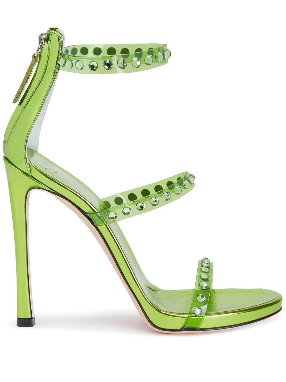 Босоножки на шпильке с кристаллами Giuseppe Zanotti, зеленый