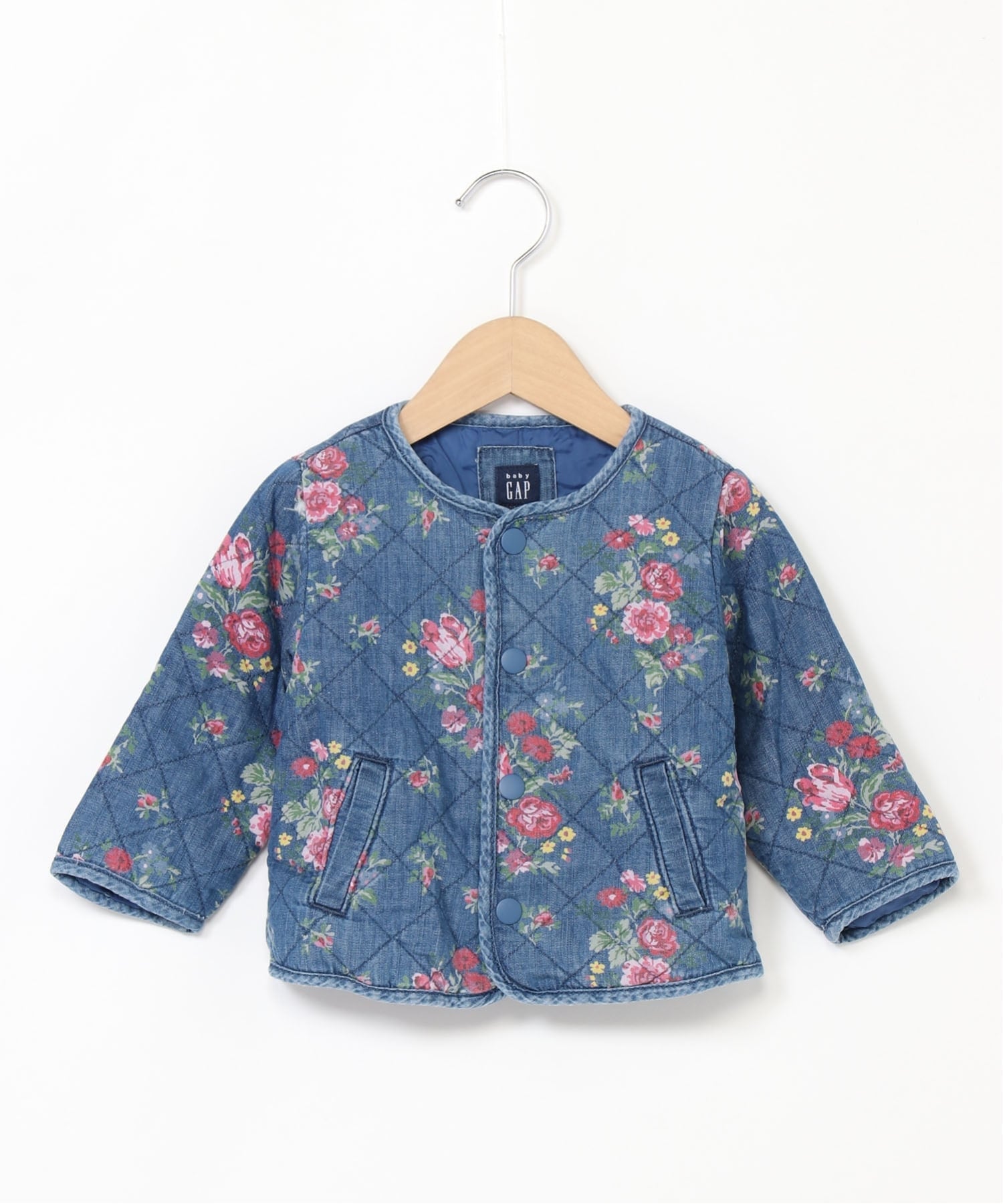 (K) Стеганая джинсовая куртка с цветочным принтом (детская) GAP, MEDIUM_WASH