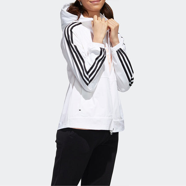 Ветровки neo w esntl 3s wb спортивная куртка с капюшоном белая Adidas, белый — фото 4