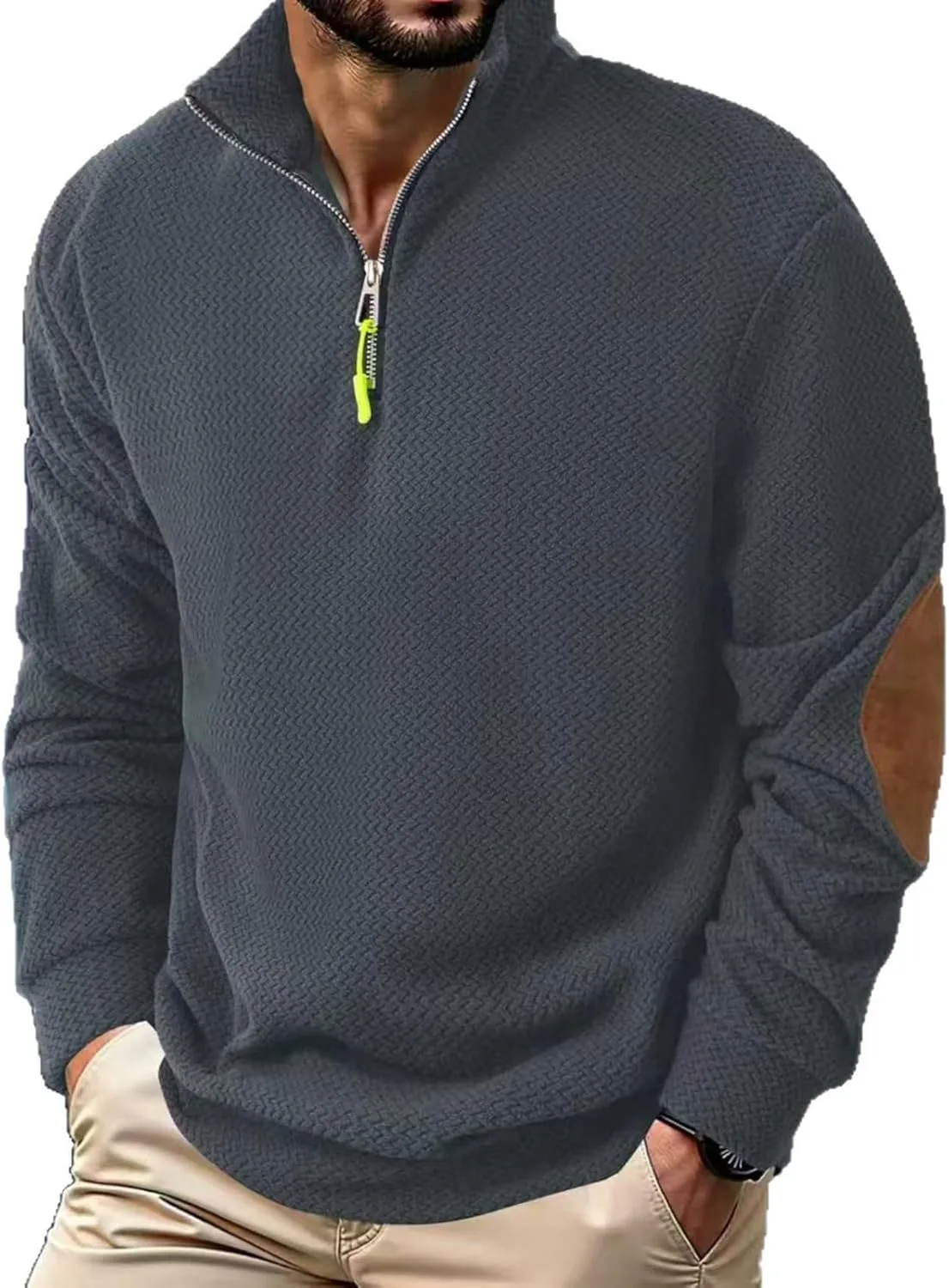 

Мужской свитер с воротником стойкой и молнией на четверть