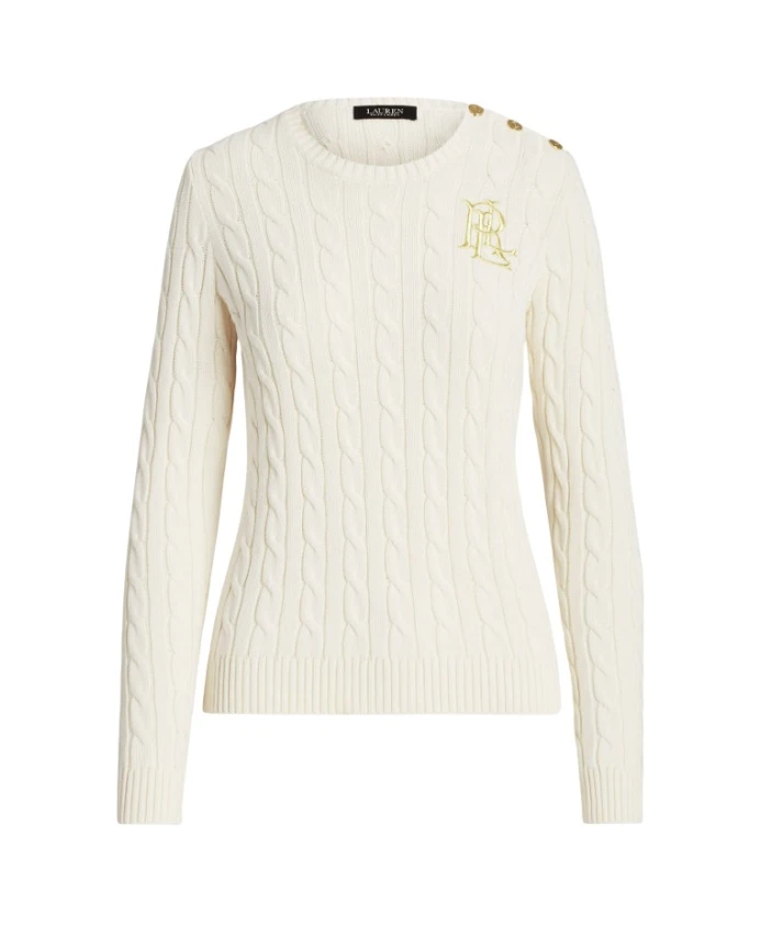 

Тонкий вязаный свитер с узором «косичка». Ralph Lauren, бежевый