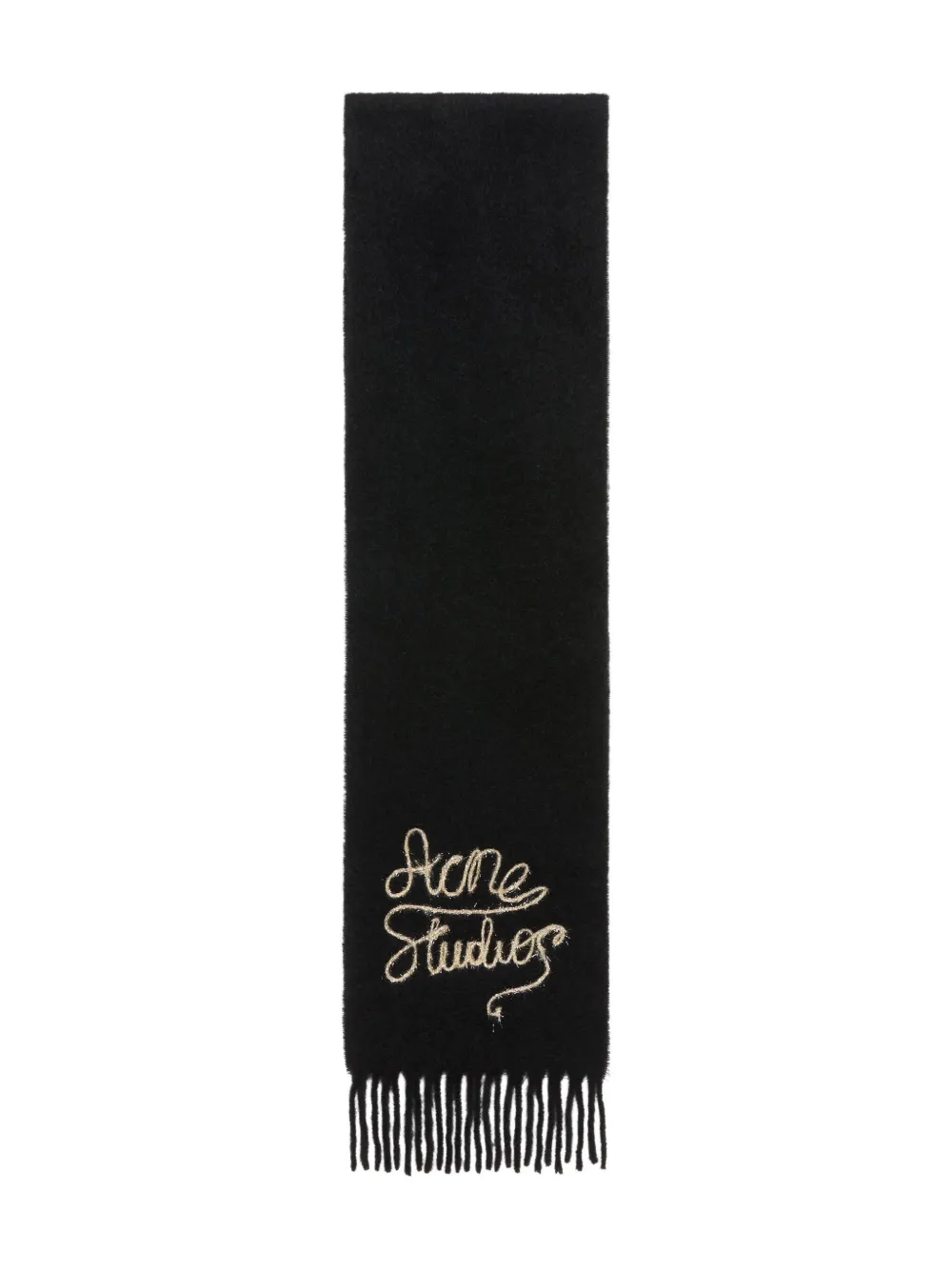 

Шарф с бахромой и логотипом Acne Studios, черный
