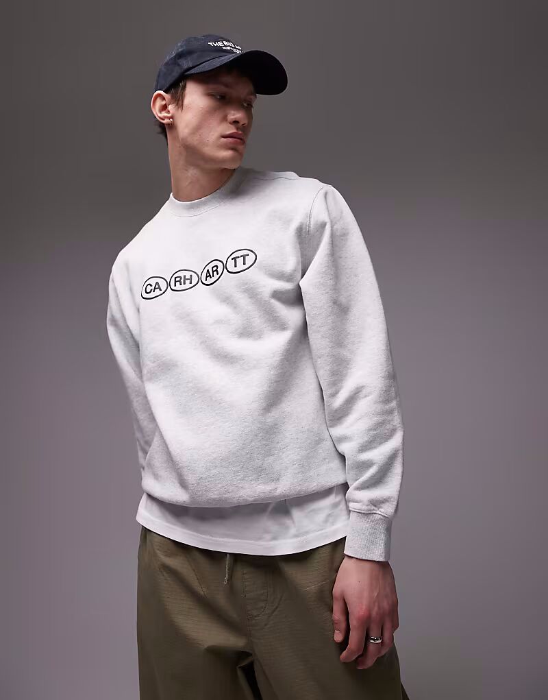 

Толстовка Carhartt WIP с графическим бампером серого цвета