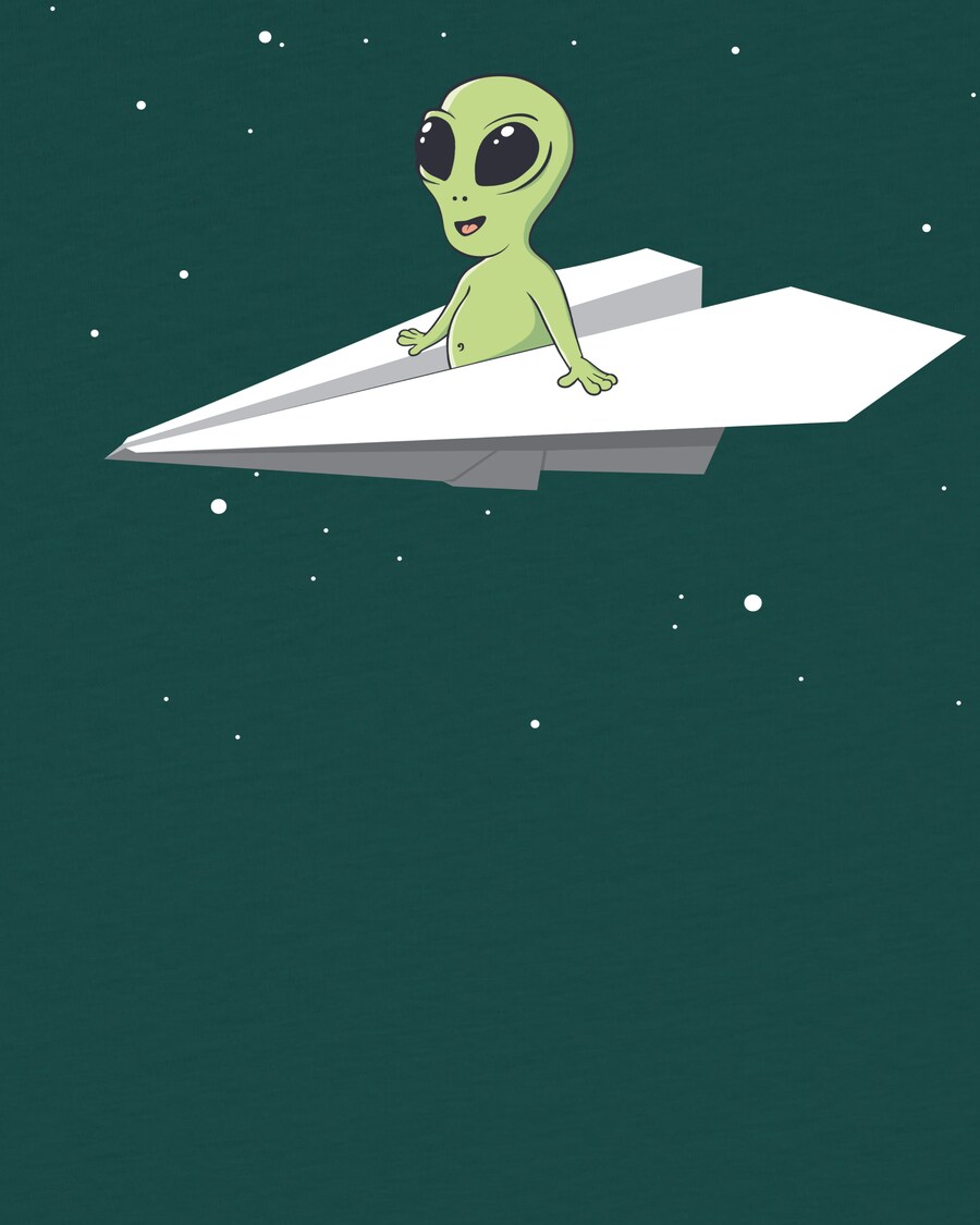 Рубашка watabout.kids Alien On A Paper Plane, светло-зеленый/темно-зеленый — фото 4