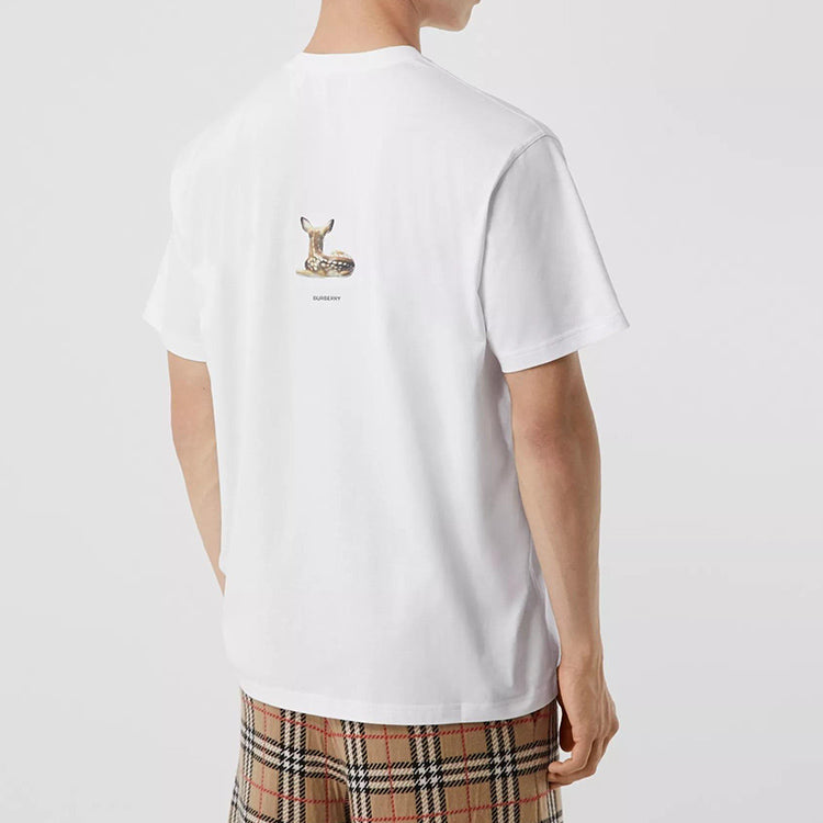 Футболка Burberry Deer Print Cotton Oversized Deerlet Printing T-Shirt, белый — фото 3