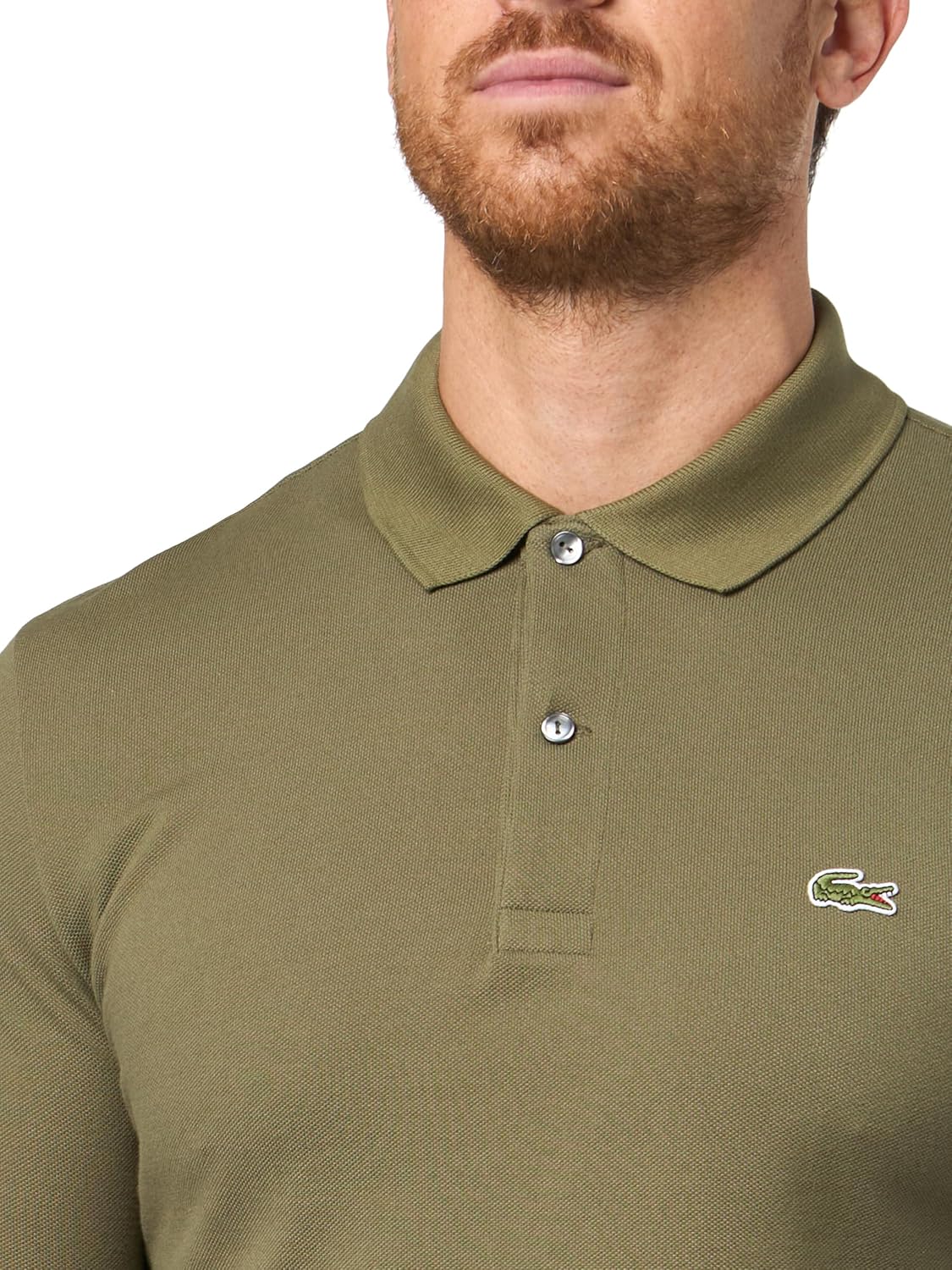 Поло Lacoste L.12.12, мужское, с длинным рукавом и кроем slim fit, зеленый — фото 3