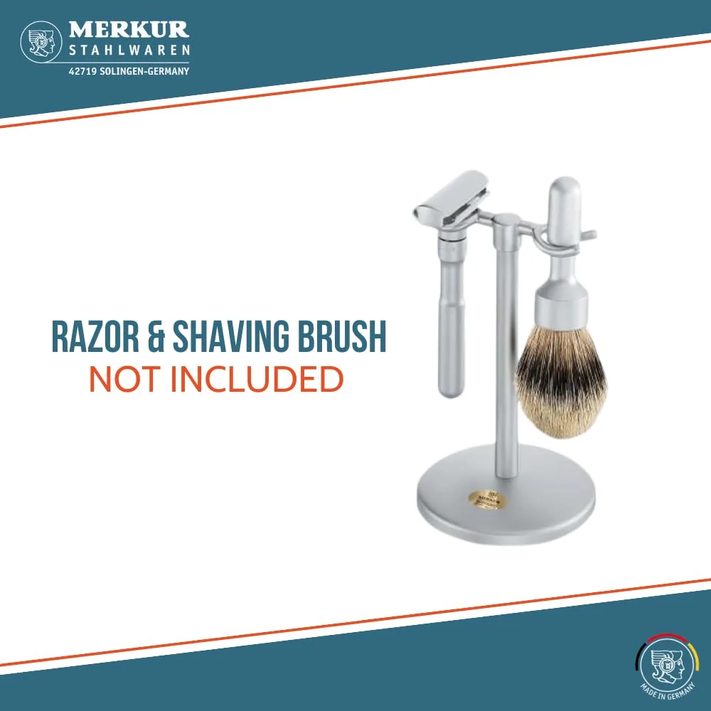 MERKUR 4780 Luxury подставка для безопасной бритвы, матовое хромирование, эксклюзивная подставка для бритв серии Futur 700 и кисти для бритья 1700, элегантная организация в ванной, сделано в Германии — фото 4