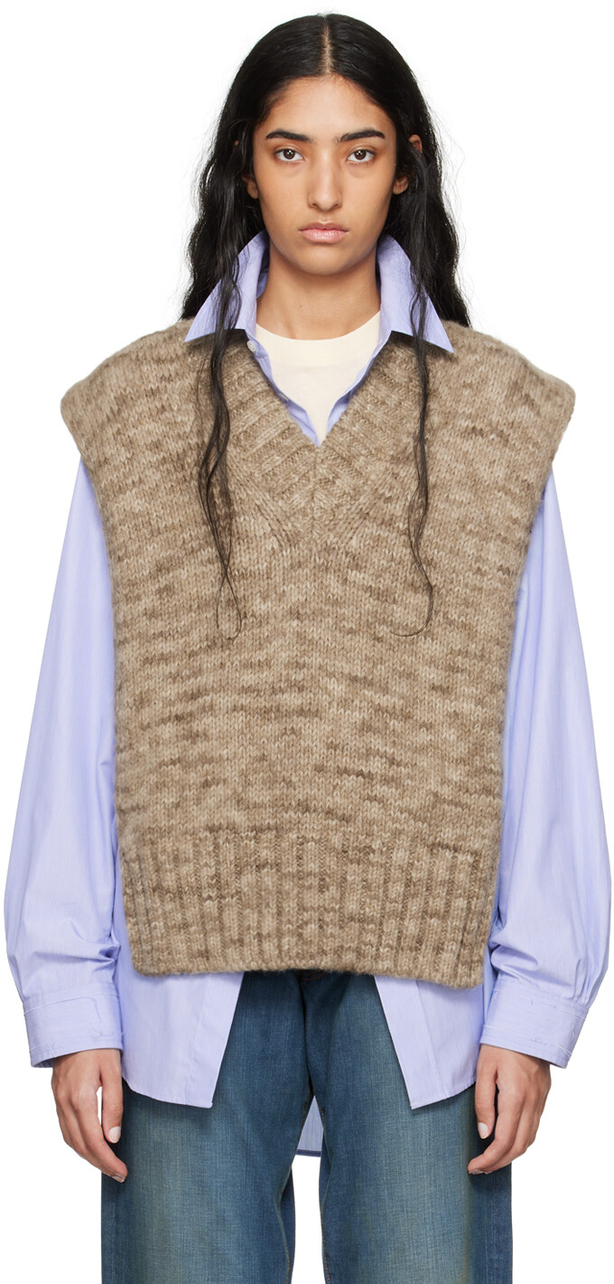 

Aison argiela Бежевый жилет с ботаническими красками Maison Margiela