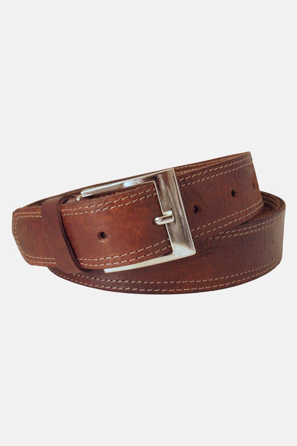 

Мужской прошитый ремень из натуральной кожи Berber Leather, коричневый