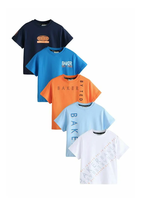 Футболка стандартного кроя с графическим принтом (5 штук в упаковке) Baker By Ted Baker, White Orange Blue Navy