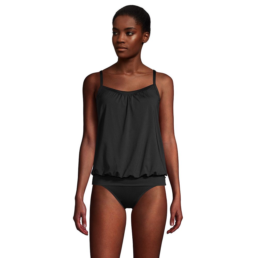 

Женский купальник Lands' End UPF 50 Blouson Tankini Top, черный