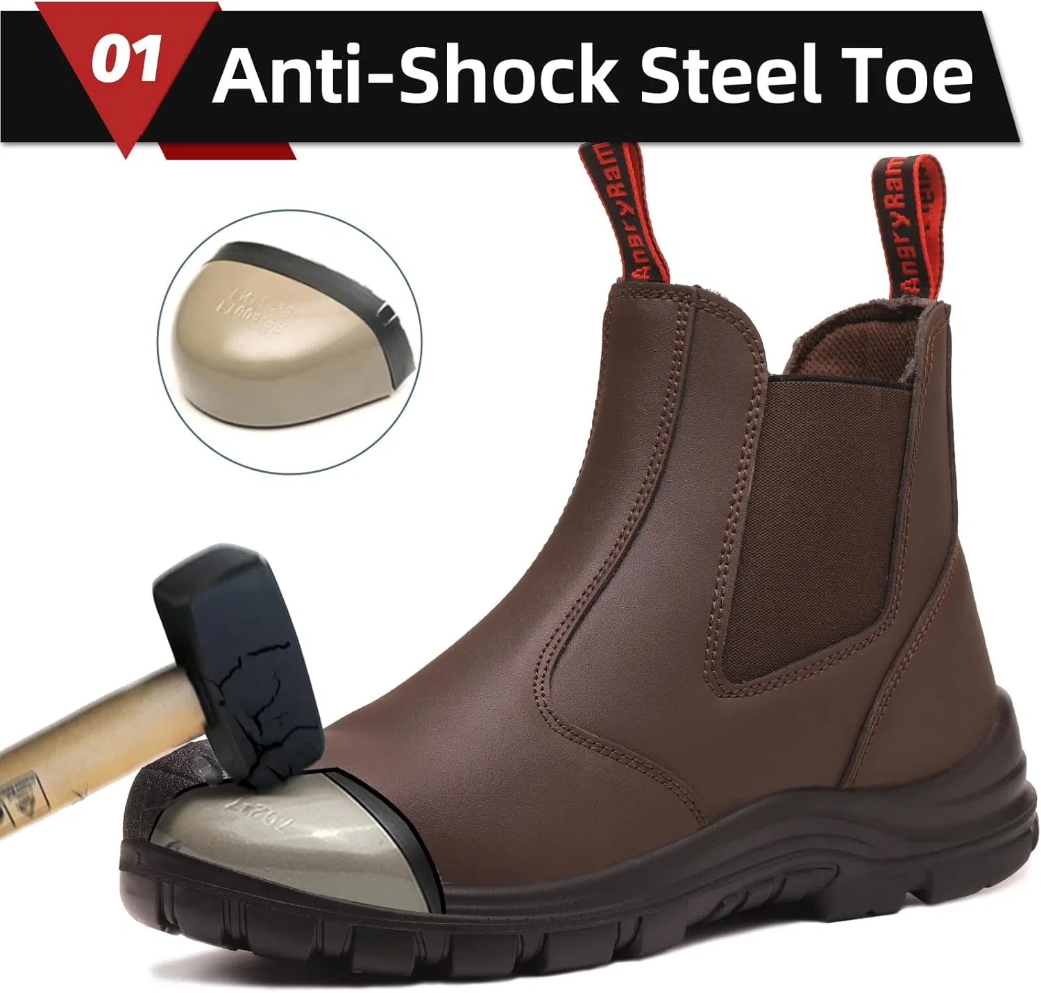 Ботинки ANGRYRAM, Brown Steel Toe Shoes — фото 3