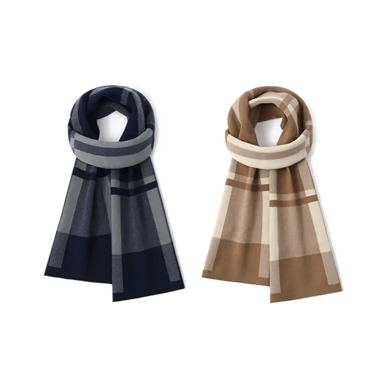 

FREE RABBITⅡ Мужской шарф из плюшевой пряжи, 2 Pack (Navy Blue+Khaki)