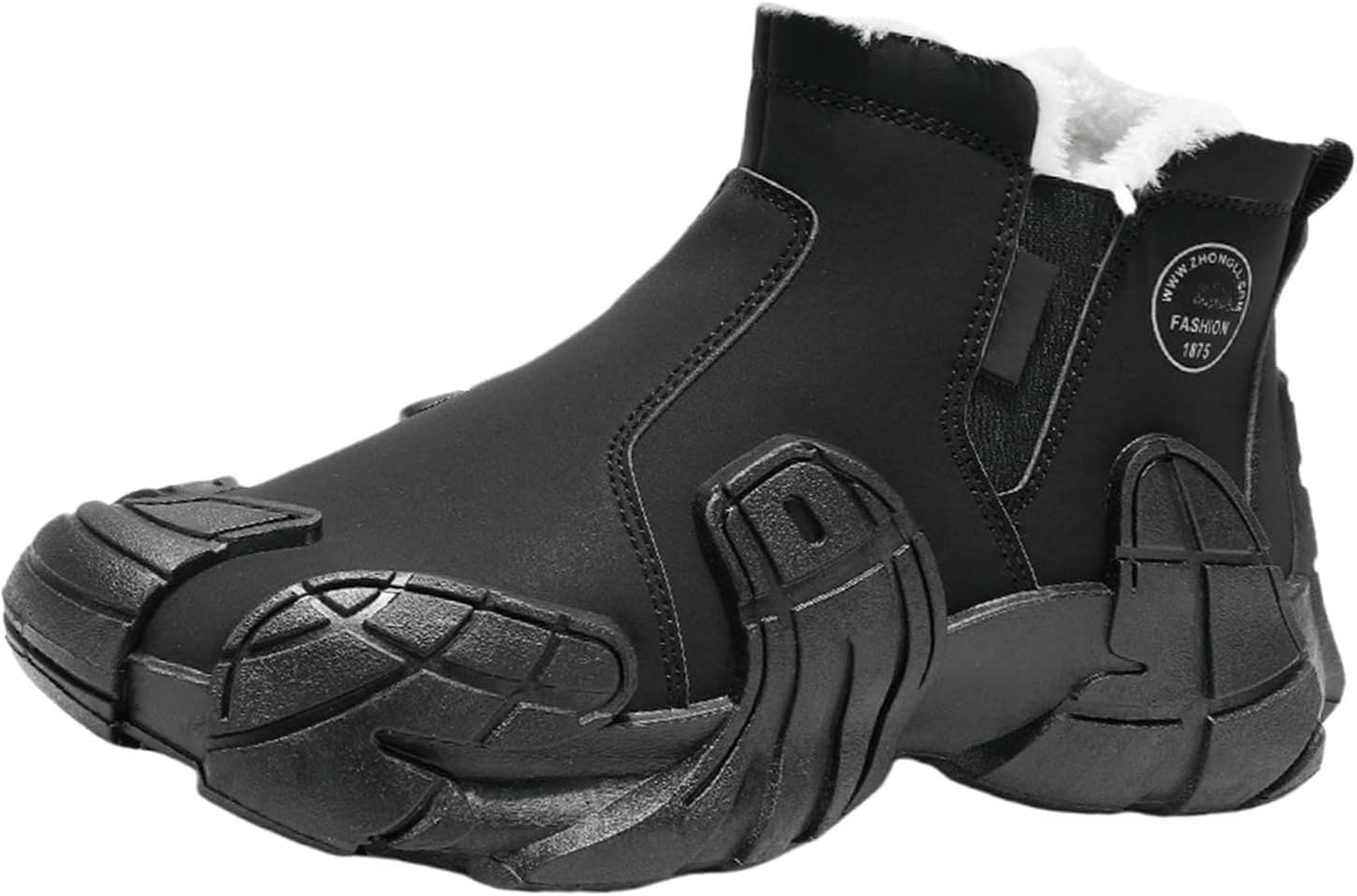 

Зимние водонепроницаемые утепленные ботинки, термоботинки для мужчин и женщин, теплая флисовая подкладка, легкие, удобные, с нескользящей подошвой и боковой молнией Hhhchpm, черный